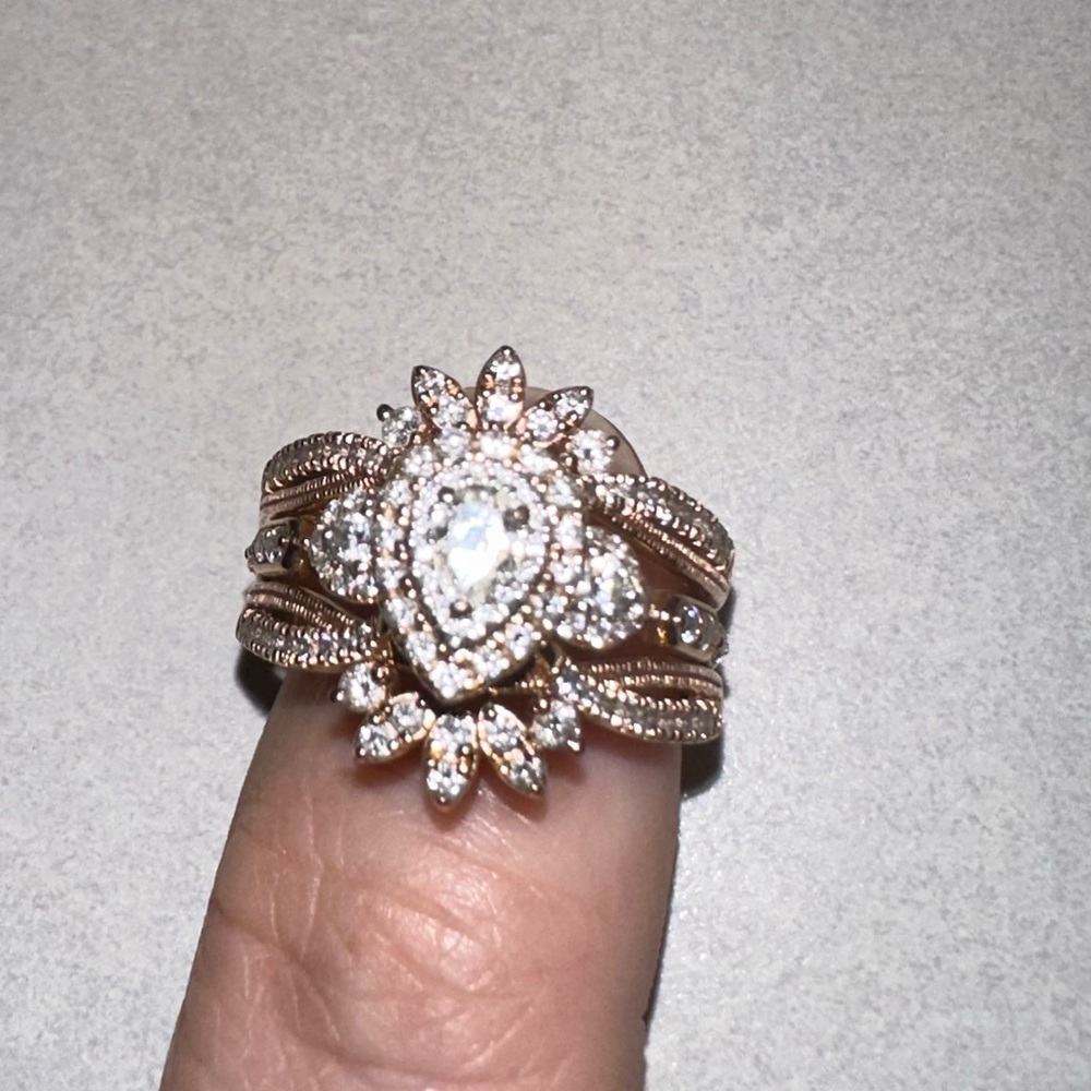 14k rose gold wedding set size 10